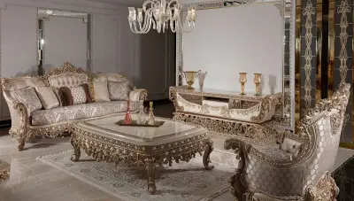 Taç Mahal Krem Klasik Koltuk Takımı - 2