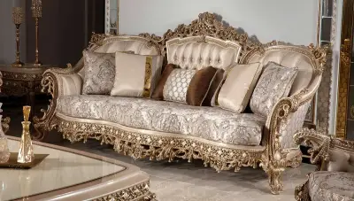 Taç Mahal Krem Klasik Koltuk Takımı - 3