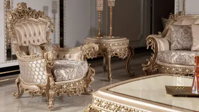 Taç Mahal Krem Klasik Koltuk Takımı - 5