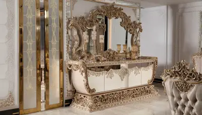 Taç Mahal Krem Klasik Konsol + Ayna 