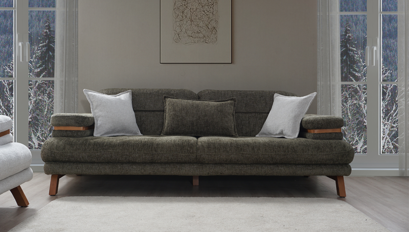 Tedy Modern Yeşil Üçlü Koltuk