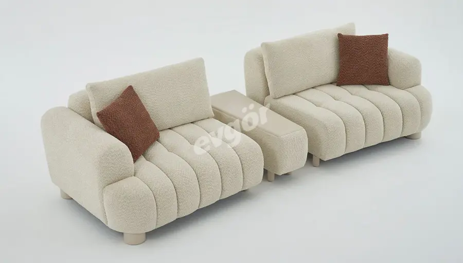 Valerya Ara Sehpalı Modern Üçlü Koltuk - 2