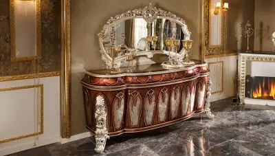 Yakut Bordo Klasik Yemek Odası - 3