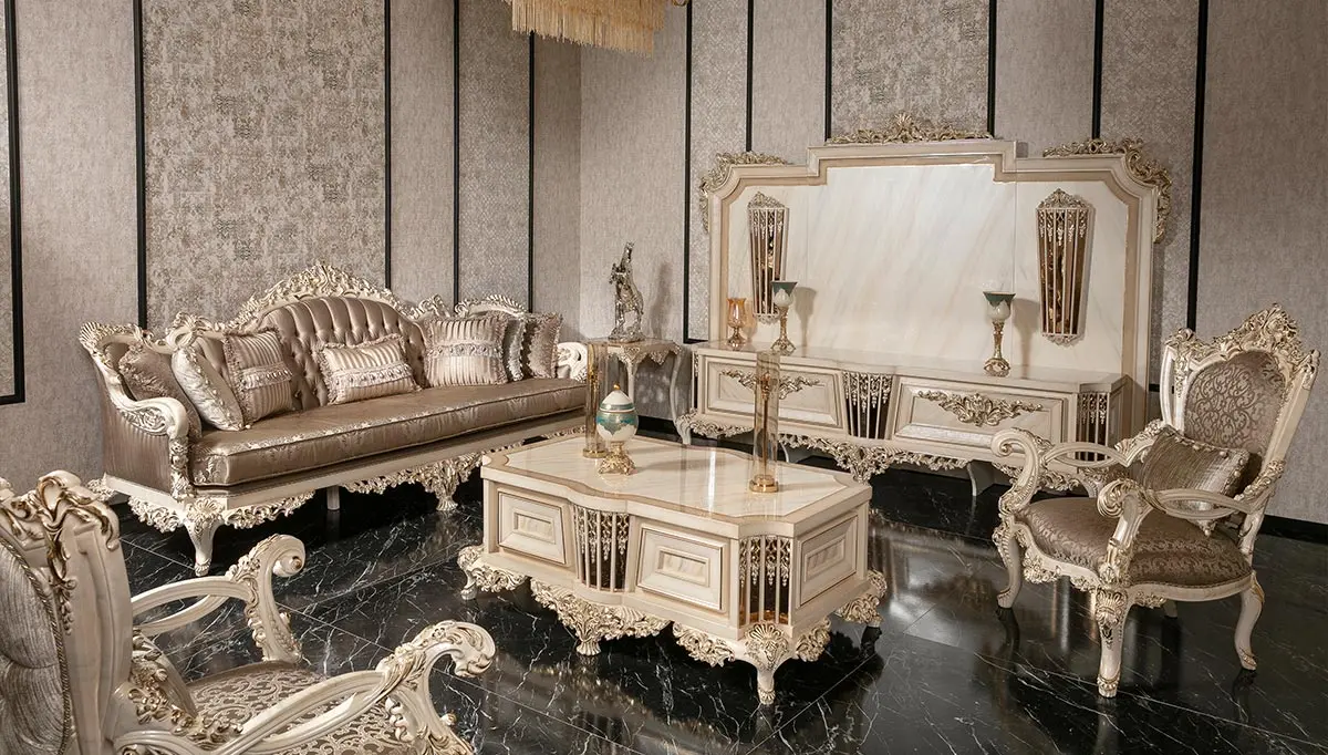 Zarafet Beyaz Klasik Koltuk Takımı - 1