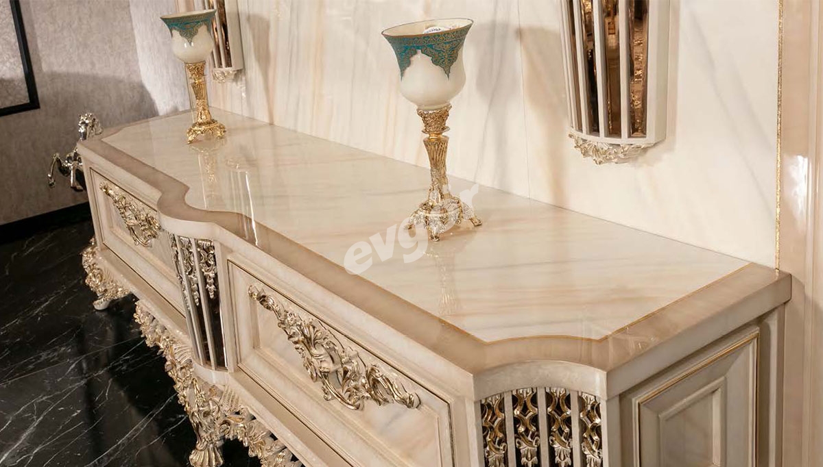 Zarafet Beyaz Klasik Yemek Odası - 8