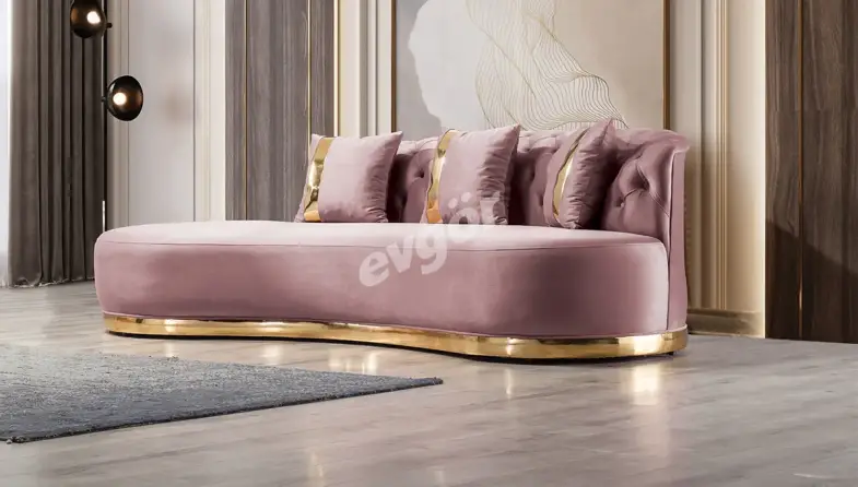 Zeta Pembe Modern Dörtlü Koltuk - 1