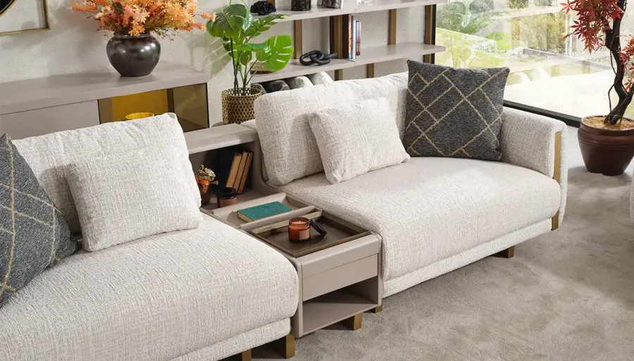 Begonvil Krem Modern Kitaplık Ara Modül - 1