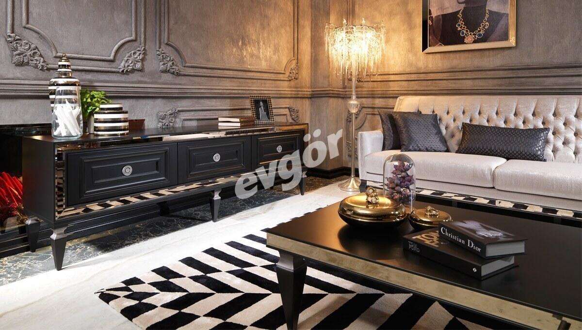 Bergamo Siyah Art Deco TV Ünitesi