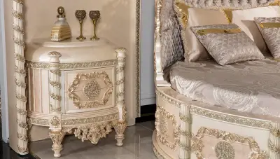 Beyazıt Krem Klasik Komodin + Pano