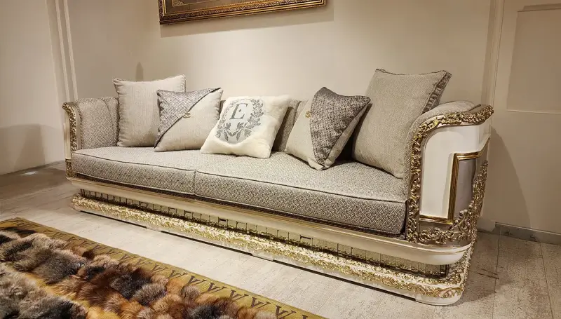 Brilliant Krem Klasik Üçlü Koltuk 