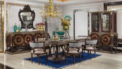 Crown Desenli Klasik Yemek Odası