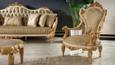 Dolmabahce Cream Sofa Set - Thumbnail