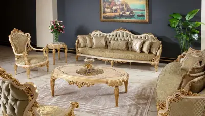 Dolmabahce Cream Sofa Set - Thumbnail