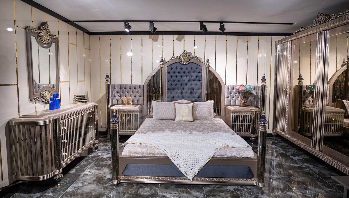 Eflatun Klasik Yatak Odası