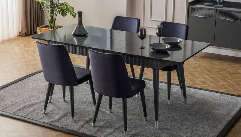 Adelya Antrasit Gri Modern Yemek Masası