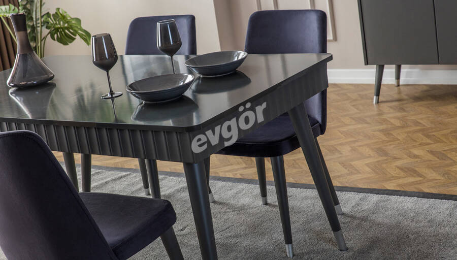 Adelya Antrasit Gri Modern Yemek Masası - 2