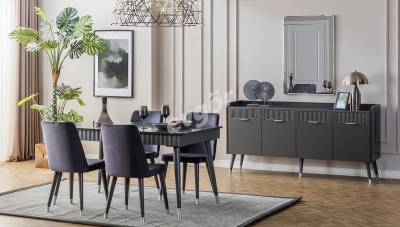 Adelya Antrasit Gri Modern Yemek Odası