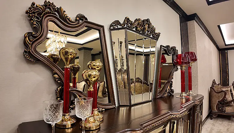 Aledo Walnut Avant-Garde Sideboard Mirror