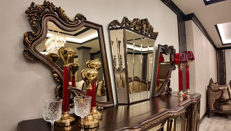 Aledo Walnut Avant-Garde Sideboard Mirror