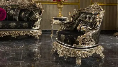 Altay Black Classic Sofa Set - 4