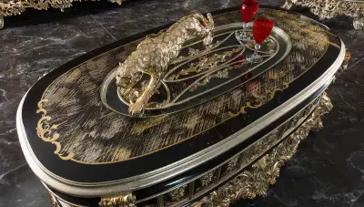 Altay Black Classic Sofa Set - 6