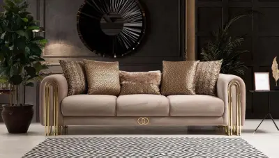 Ancela Krem Sofa Set - 4
