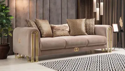 Ancela Krem Sofa Set - 3