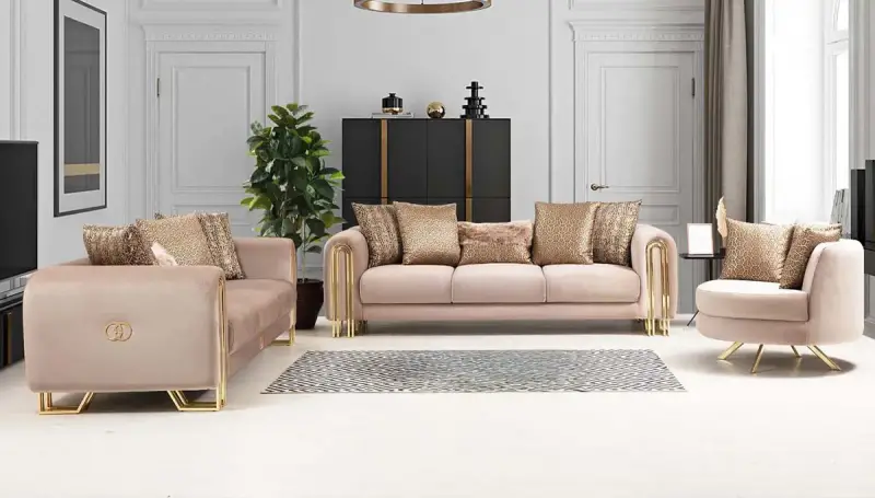 Ancela Krem Sofa Set