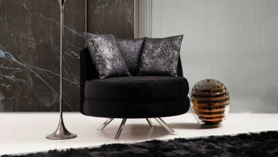 Ancela Siyah Modern Tekli Koltuk