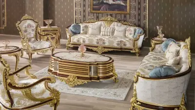 Andorya Walnut Sofa Set - 1