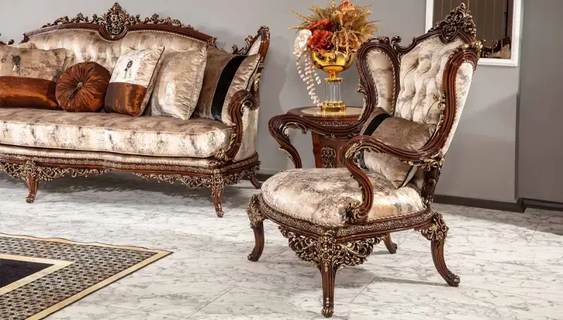 Asya Ceviz Klasik Koltuk Takımı - 4