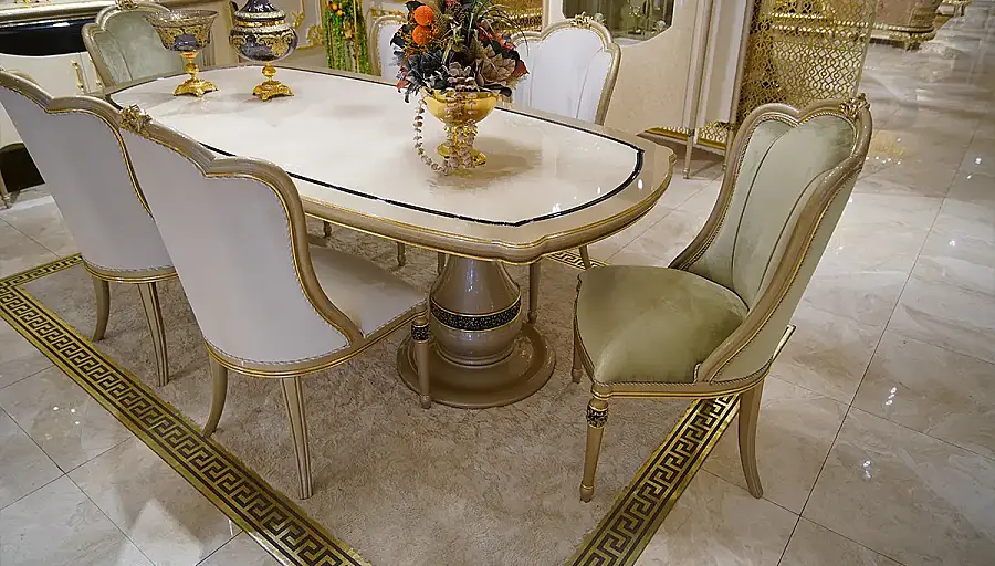 Barbaros Cream Luxury Dining Room Set - 1