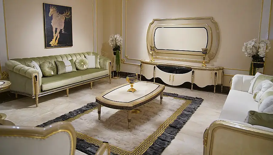 Barbaros Cream Luxury Sofa Set - 2