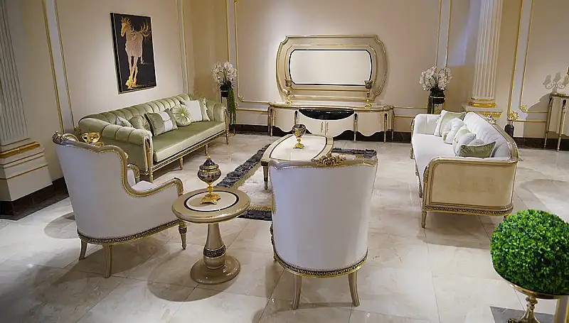 Barbaros Cream Luxury Sofa Set - 1