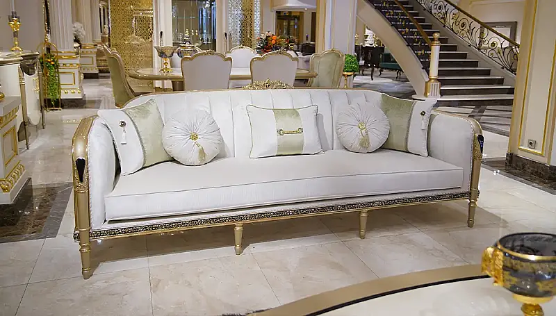 Barbaros Cream Luxury Sofa Set - 4