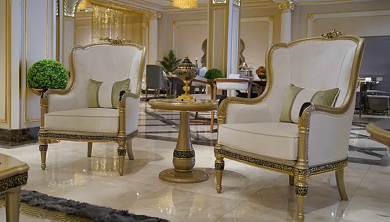 Barbaros Cream Luxury Wingback Chair