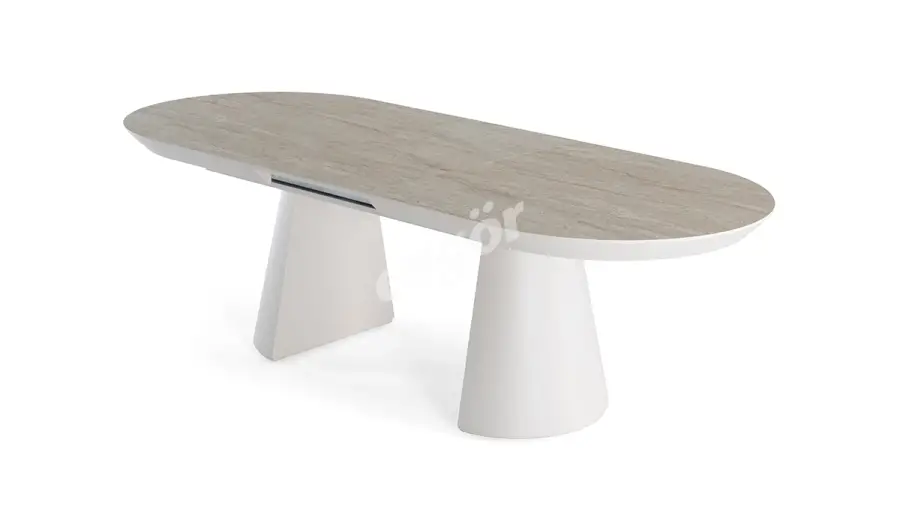Barlas Oval Extendable Travertine Table - 2