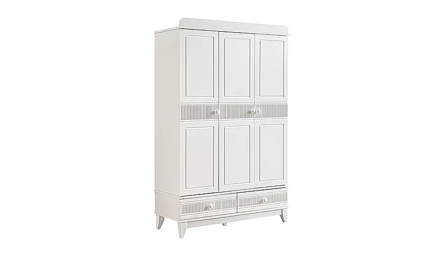 Bernas White 3-Door Wardrobe - 1
