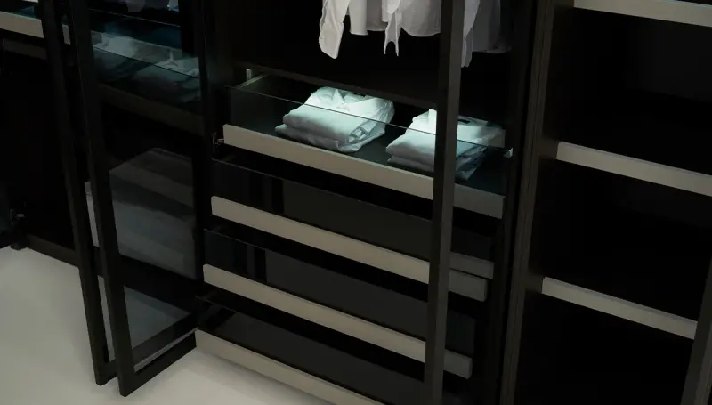 Derin Modern Ayna Kapaklı Köşe Elbise Dolabı - 2