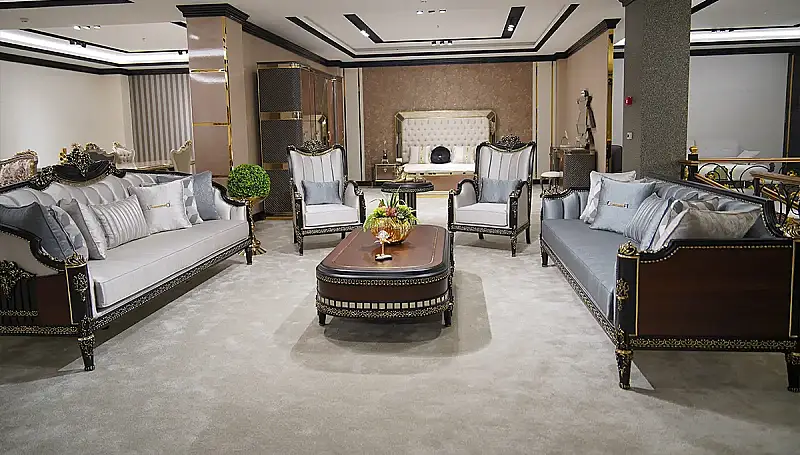 Destina Walnut Classic Sofa Set - 1