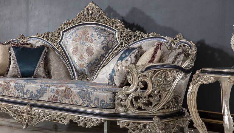 Dilruba Klasik Gri Üçlü Koltuk - 2