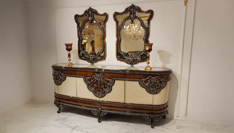 Eftelya Walnut Classic Console + Mirror