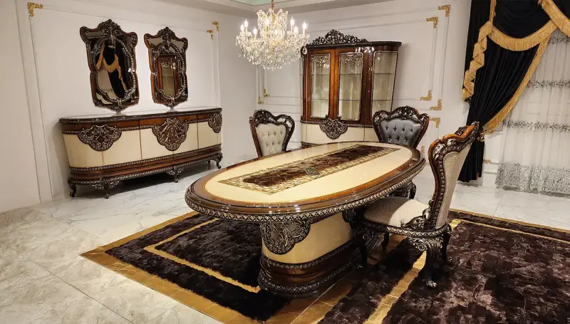 Eftelya Walnut Classic Dining Room - 1
