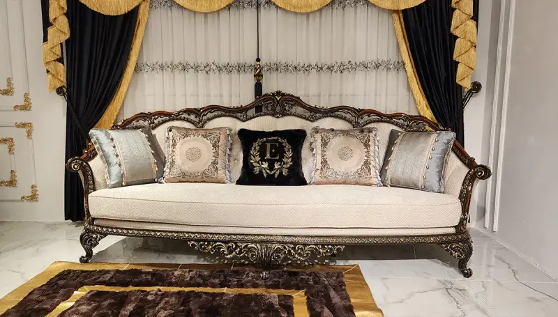 Eftelya Walnut Classic Sofa Set - 2