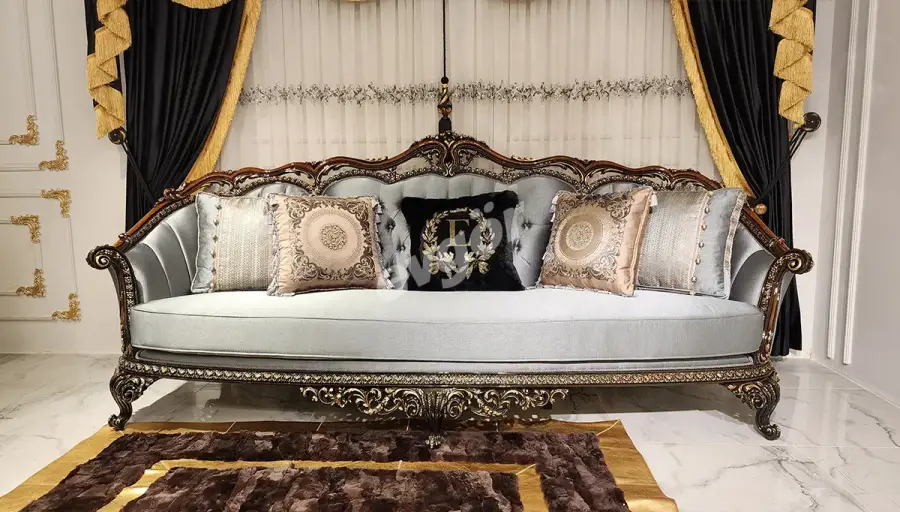 Eftelya Walnut Classic Sofa Set - 3