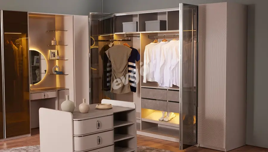 Eyfel Modern Corner Wardrobe - 2