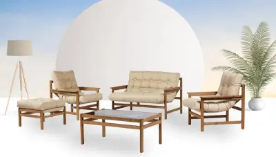 Fermont Krem Bahce Oturma Grubu