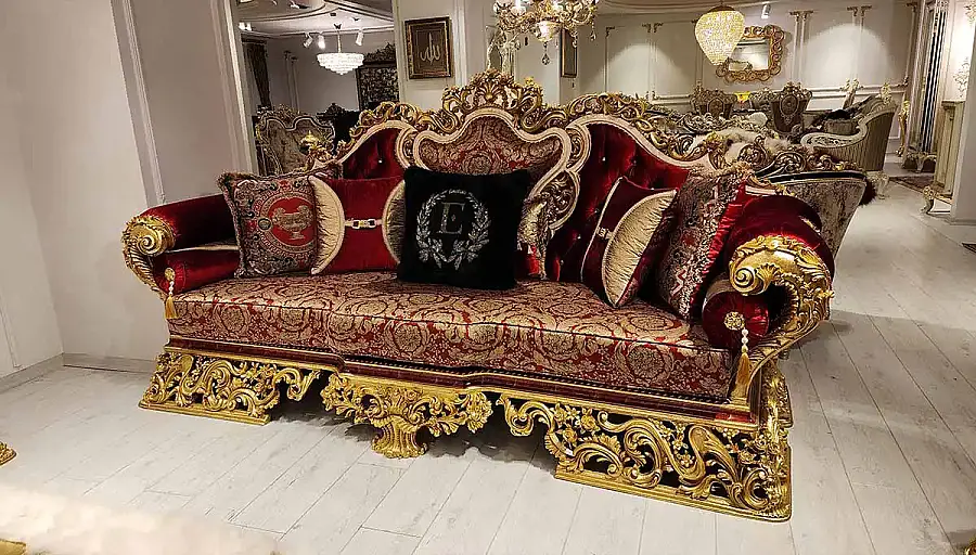 Humeyra Red Classic Sofa Set - 2
