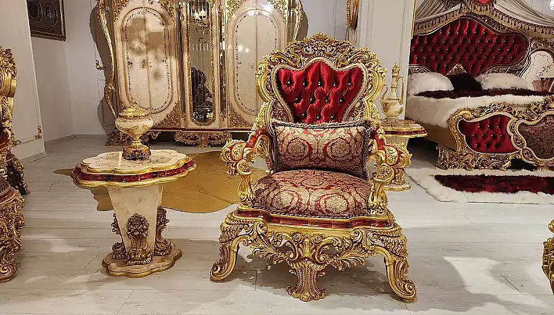 Humeyra Red Classic Sofa Set - 3