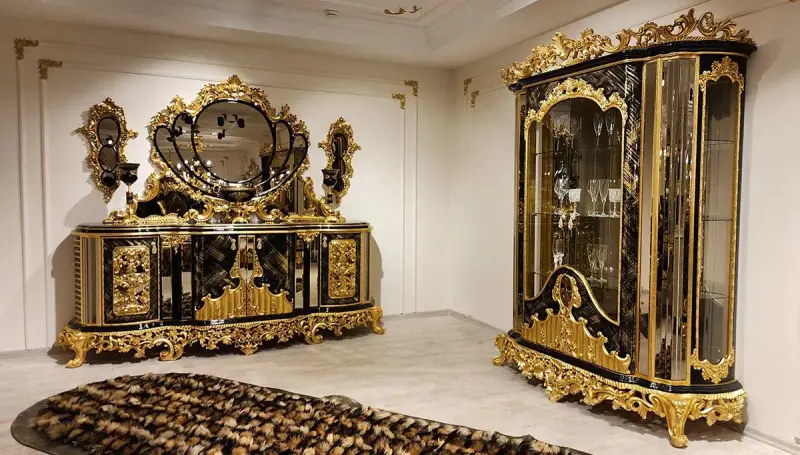 Kamelya Siyah Klasik Yemek Odası - 5